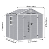 8x6ft Outdoor Apex Roof Plastic Tool Shed with Dual-door (Ver.2)