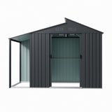 Outdoor Galvanized Steel Storage Shed with Lean-to (Ver. 2)
