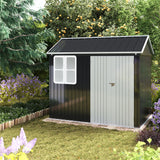 8.3 x 5.4ft Metal Apex Roof Garden Shed Outdoor Storage House