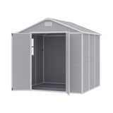8x6ft Outdoor Apex Roof Plastic Tool Shed with Dual-door (Ver.2)