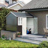 8.3 x 5.4ft Metal Apex Roof Garden Shed Outdoor Storage House