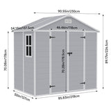 8x4ft Apex Roof Garden PP Tool Shed Outdoor Patio Storage House