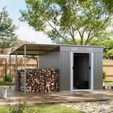 6X9FT Outdoor Metal Pent Roof Storage Shed with Lean-to (Ver.2)