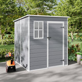 6 x 6FT Durable PP Storage Shed with Pent Roof, Window, and Vent (Ver.2)