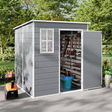 6 x 6FT Durable PP Storage Shed with Pent Roof, Window, and Vent (Ver.2)