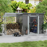 6X9FT Outdoor Metal Pent Roof Storage Shed with Lean-to (Ver.2)