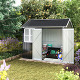 8.3 x 5.4ft Metal Apex Roof Garden Shed Outdoor Storage House