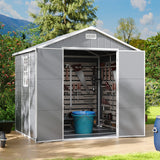 8x6ft Outdoor Apex Roof Plastic Tool Shed with Dual-door (Ver.2)