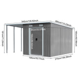 6X9FT Outdoor Metal Pent Roof Storage Shed with Lean-to (Ver.2)
