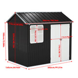 8.3 x 5.4ft Metal Apex Roof Garden Shed Outdoor Storage House