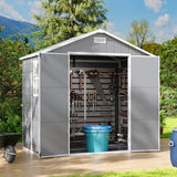 8x4ft Apex Roof Garden PP Tool Shed Outdoor Patio Storage House