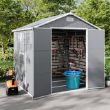 8x6ft Outdoor Apex Roof Plastic Tool Shed with Dual-door (Ver.2)