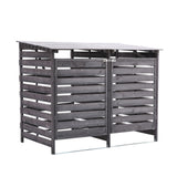 Livingandhome Outdoor Spruce Wood Trash Can Storage Shed
