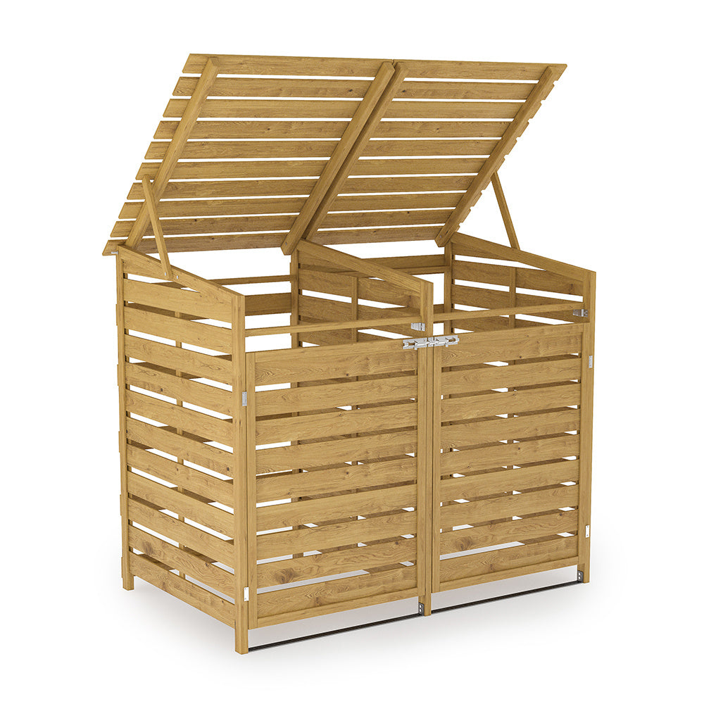 Livingandhome Outdoor Spruce Wood Trash Can Storage Shed