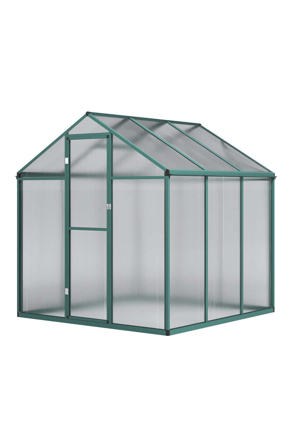 Aluminium Polycarbonate Apex Greenhouse (Green)