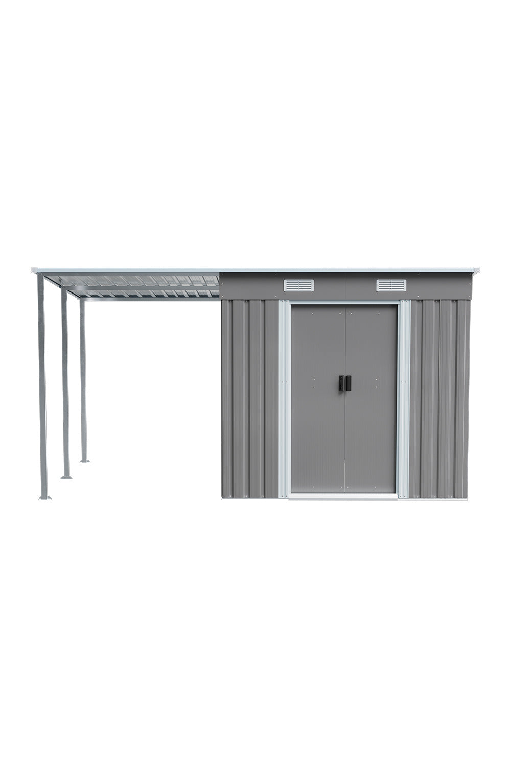 Outdoor Metal Storage Shed with Lean-to, PM1295PM1296(Ver.2)