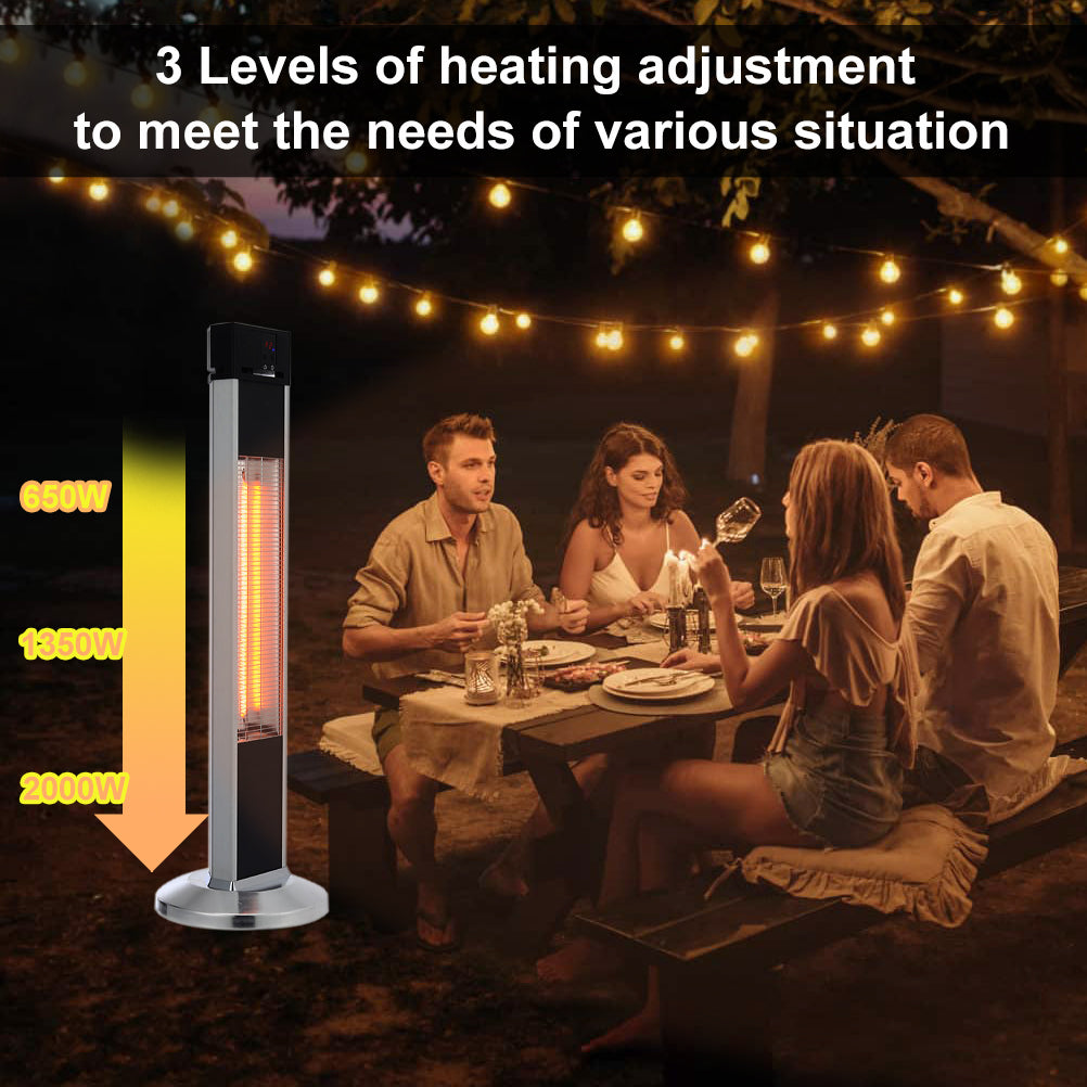 Freestanding Fast-heat Aluminium Portable Electric Patio Heater with Remote Control